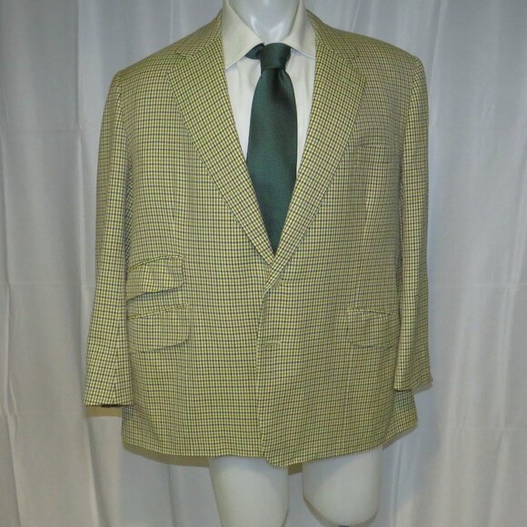 Henry Poole Savile Row Bespoke Cream Checked Two Button Sport Coat 44R - Picture 7 of 13